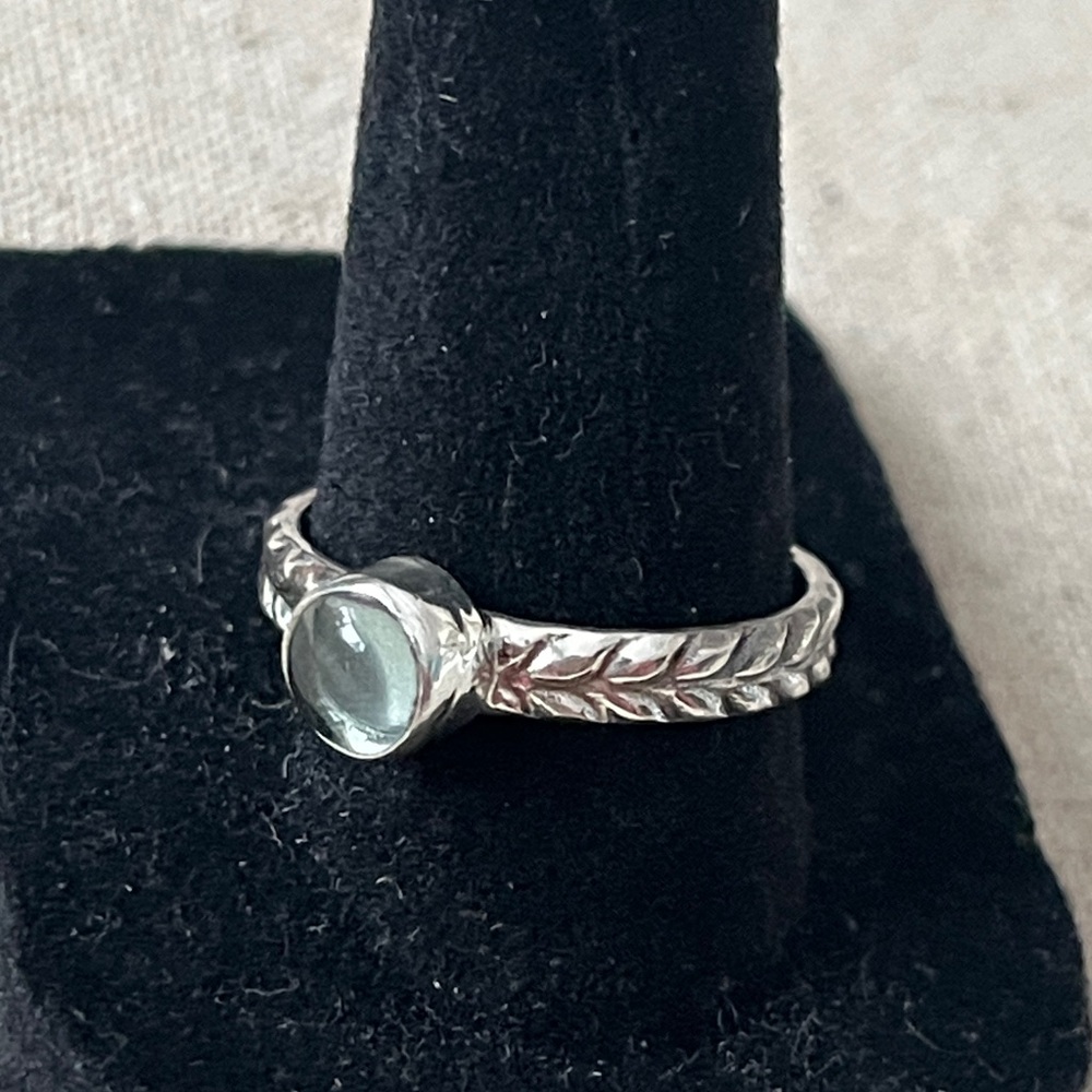 Aquamarine Wheat Print 925 Band